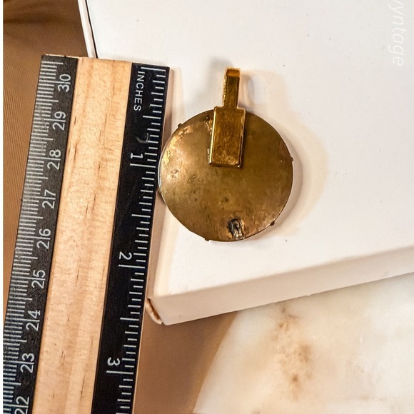 Antique Hand Painted Porcelain Rose Pendant - Picture 5 of 5